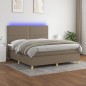 vidaXL Cama box spring colchón y luces LED tela gris taupe 160x200 cm vidaXL Cama box spring colchón y luces LED tela gris taupe 160x200 cm