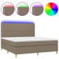 vidaXL Cama box spring colchón y luces LED tela gris taupe 160x200 cm vidaXL Cama box spring colchón y luces LED tela gris taupe 160x200 cm
