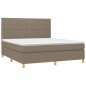 vidaXL Cama box spring colchón y luces LED tela gris taupe 160x200 cm vidaXL Cama box spring colchón y luces LED tela gris taupe 160x200 cm
