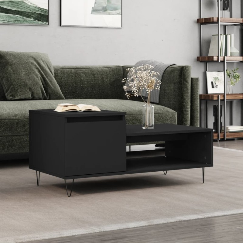 vidaXL Mesa de centro madera contrachapada negro 100x50x45 cm vidaXL Mesa de centro madera contrachapada negro 100x50x45 cm