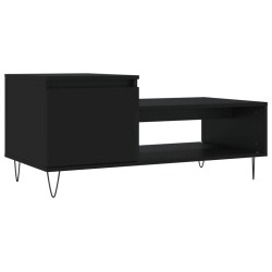 vidaXL Mesa de centro madera contrachapada negro 100x50x45 cm