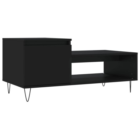 vidaXL Mesa de centro madera contrachapada negro 100x50x45 cm