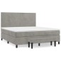 vidaXL Cama box spring con colchón terciopelo gris claro 160x200 cm vidaXL Cama box spring con colchón terciopelo gris claro 160x200 cm