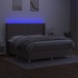 vidaXL Cama box spring colchón y luces LED tela gris taupe 180x200 cm