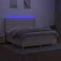 vidaXL Cama box spring colchón y luces LED tela crema 160x200 cm