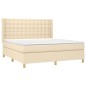 vidaXL Cama box spring colchón y luces LED tela crema 160x200 cm