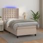 vidaXL Cama box spring colchón LED cuero sintético capuchino 90x190 cm vidaXL Cama box spring colchón LED cuero sintético capuchino 90x190 cm