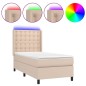 vidaXL Cama box spring colchón LED cuero sintético capuchino 90x190 cm vidaXL Cama box spring colchón LED cuero sintético capuchino 90x190 cm