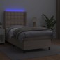 vidaXL Cama box spring colchón LED cuero sintético capuchino 90x190 cm vidaXL Cama box spring colchón LED cuero sintético capuchino 90x190 cm
