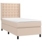 vidaXL Cama box spring colchón LED cuero sintético capuchino 90x190 cm vidaXL Cama box spring colchón LED cuero sintético capuchino 90x190 cm