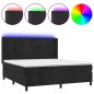 vidaXL Cama box spring colchón y LED terciopelo negro 160x200 cm vidaXL Cama box spring colchón y LED terciopelo negro 160x200 cm
