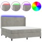 vidaXL Cama box spring colchón y LED terciopelo gris claro 160x200 cm vidaXL Cama box spring colchón y LED terciopelo gris claro 160x200 cm