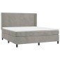 vidaXL Cama box spring colchón y LED terciopelo gris claro 160x200 cm vidaXL Cama box spring colchón y LED terciopelo gris claro 160x200 cm