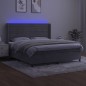 vidaXL Cama box spring colchón y LED terciopelo gris claro 160x200 cm 
