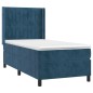 vidaXL Cama box spring colchón y LED terciopelo azul oscuro 90x190 cm vidaXL Cama box spring colchón y LED terciopelo azul oscuro 90x190 cm