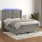 vidaXL Cama box spring colchón y LED terciopelo gris claro 140x200 cm