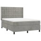 vidaXL Cama box spring colchón y LED terciopelo gris claro 140x200 cm