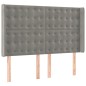 vidaXL Cama box spring colchón y LED terciopelo gris claro 140x200 cm