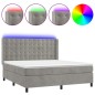 vidaXL Cama box spring colchón y LED terciopelo gris claro 160x200 cm vidaXL Cama box spring colchón y LED terciopelo gris claro 160x200 cm