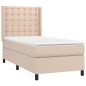 vidaXL Cama box spring con colchón cuero sintético capuchino 90x190 cm vidaXL Cama box spring con colchón cuero sintético capuchino 90x190 cm