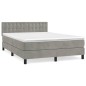 vidaXL Cama box spring con colchón terciopelo gris claro 140x200 cm vidaXL Cama box spring con colchón terciopelo gris claro 140x200 cm