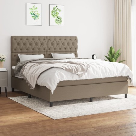 vidaXL Cama box spring con colchón tela gris taupe 160x200 cm