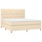 vidaXL Cama box spring con colchón tela color crema 160x200 cm vidaXL Cama box spring con colchón tela color crema 160x200 cm