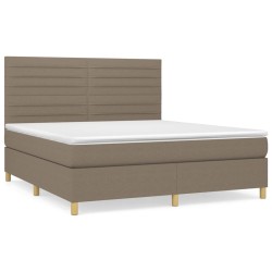 vidaXL Cama box spring con colchón tela gris taupe 160x200 cm