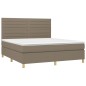 vidaXL Cama box spring con colchón tela gris taupe 160x200 cm vidaXL Cama box spring con colchón tela gris taupe 160x200 cm