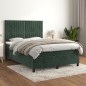 vidaXL Cama box spring con colchón terciopelo verde oscuro 140x190 cm vidaXL Cama box spring con colchón terciopelo verde oscuro 140x190 cm