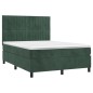 vidaXL Cama box spring con colchón terciopelo verde oscuro 140x190 cm vidaXL Cama box spring con colchón terciopelo verde oscuro 140x190 cm