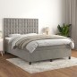 vidaXL Cama box spring con colchón terciopelo gris claro 140x200 cm vidaXL Cama box spring con colchón terciopelo gris claro 140x200 cm