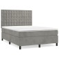 vidaXL Cama box spring con colchón terciopelo gris claro 140x200 cm vidaXL Cama box spring con colchón terciopelo gris claro 140x200 cm