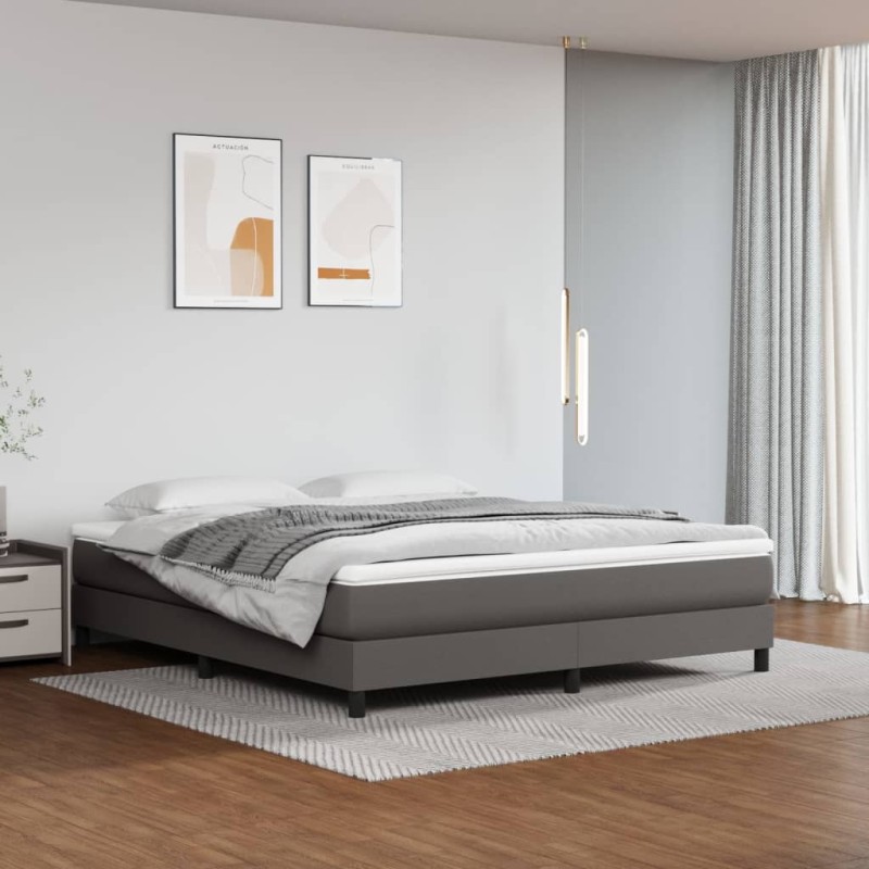 vidaXL Cama box spring con colchón cuero sintético gris 180x200 cm vidaXL Cama box spring con colchón cuero sintético gris 180x200 cm