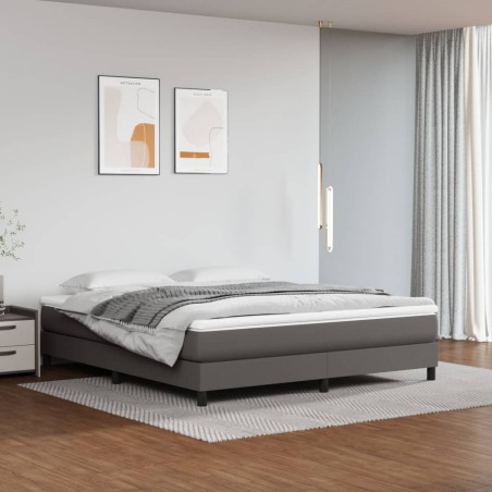 vidaXL Cama box spring con colchón cuero sintético gris 180x200 cm