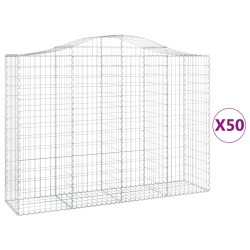 vidaXL Cestas gaviones 50 uds forma de arco hierro 200x50x140/160 cm
