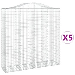 vidaXL Cestas de gaviones 5 uds forma de arco hierro 200x50x200/220 cm