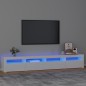 vidaXL Mueble de TV con luces LED blanco brillante 240x35x40 cm