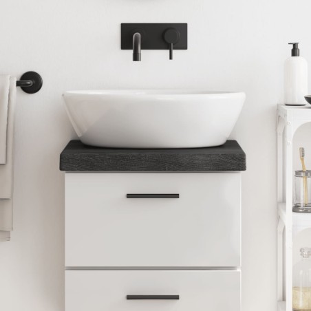 vidaXL Encimera baño madera maciza tratada gris oscuro 40x30x(2-6) cm
