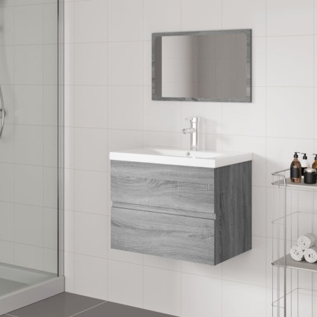 vidaXL Set de muebles de baño madera contrachapada gris Sonoma