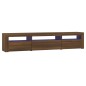 vidaXL Mueble de TV con luces LED marrón roble 195x35x40 cm