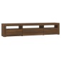 vidaXL Mueble de TV con luces LED marrón roble 195x35x40 cm