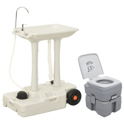 vidaXL Juego de inodoro con lavabo portátil para camping