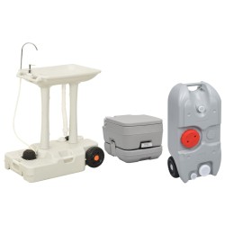 vidaXL Juego inodoro con lavabo y depósito agua portátil para camping