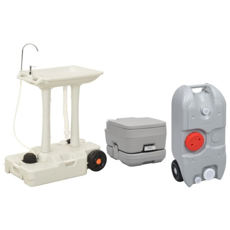 vidaXL Juego inodoro con lavabo y depósito agua portátil para camping