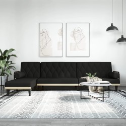 vidaXL Sofá cama en forma de L tela negro 260x140x70 cm
