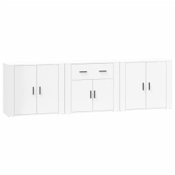 vidaXL Aparadores 3 uds madera contrachapada blanco brillo