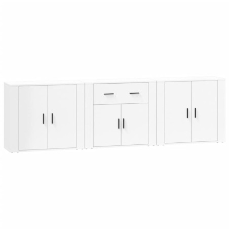 vidaXL Aparadores 3 uds madera contrachapada blanco brillo