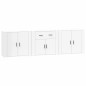 vidaXL Aparadores 3 uds madera contrachapada blanco brillo vidaXL Aparadores 3 uds madera contrachapada blanco brillo