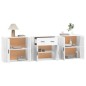 vidaXL Aparadores 3 uds madera contrachapada blanco brillo vidaXL Aparadores 3 uds madera contrachapada blanco brillo